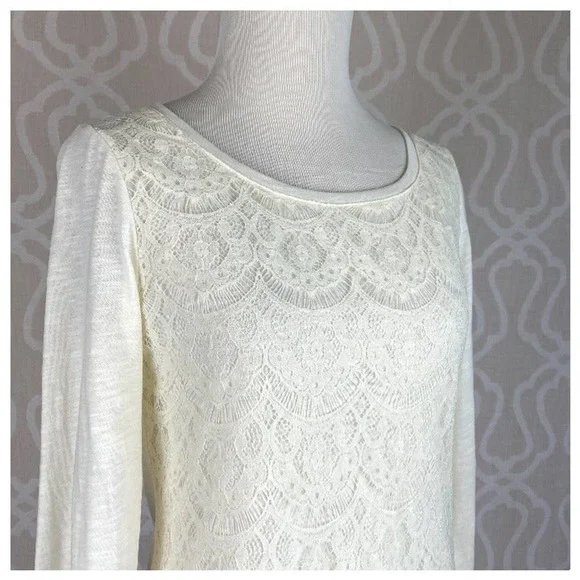 Lauren Conrad Ivory Lace Knit Top - Picture 2 of 11